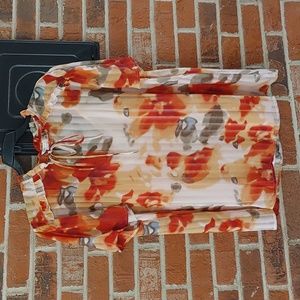 Cato Peach Bloom Blouse Size XL